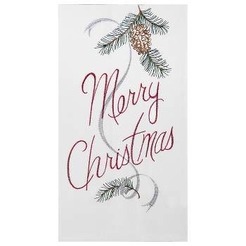C&F Home "Merry Christmas" Sentiment with Pinecone Flour Sack Kitchen Towel Decor Decoration 27L x 18W in.