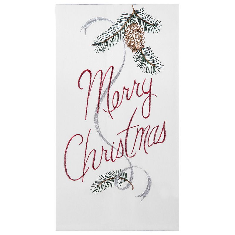 C&F Home "Merry Christmas" Sentiment with Pinecone Flour Sack Kitchen Towel Decor Decoration 27L x 18W in., 1 of 6