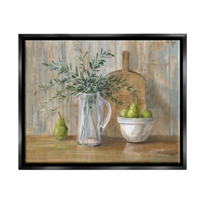 Stupell Industries Rustic Pears Still Life Framed Floater Canvas Wall Art