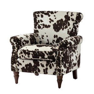 Araceli Traditional Wooden Upholstered Floral Armchair with Wingback and Nailhead Trim | ARTFUL LIVING DESIGN - 1 of 4