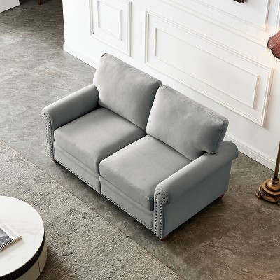 NicBex 59.5 Inch Linen Storage Loveseat Sofa,2-Seat Upholstered Sofa for Living Room,Small Space,Office,Apartment