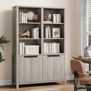 74.5 in 6-Tier Tall Bookshelf with Double Storage, Double Wide Bookshelves w/ 12 Cubbies, Wide Freestanding Bookcases for Home Office - 1 of 4