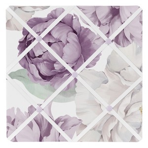 Sweet Jojo Designs Girl Fabric Photo Memo Board Peony Floral Garden Purple Ivory - 1 of 3