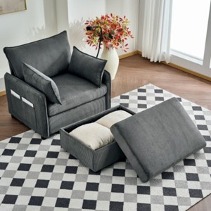 Modern Corduroy Accent Chair with Storage Ottoman, Oversized Lounge Chair, 1-Seat Cloud Sofa for Living Room, Apartment, or Bedroom–The Pop Home - 1 of 4