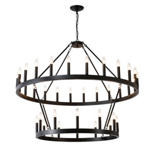 BAOURE 5 Light Black Farmhouse Kitchen Island Lighting Industrial Linear Chandelier for Dining Room - 1 of 4