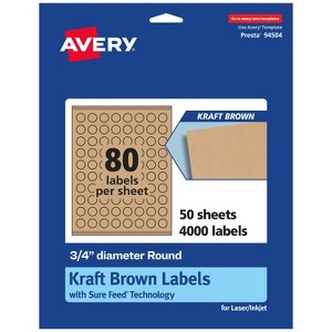 Avery Kraft Brown Round Labels with Sure Feed, .75" diameter - 1 of 4