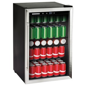 Frigidaire® 4.4-Cu-Ft. 126-Can Stainless Steel Door Beverage Center Compact Refrigerator in Black - 1 of 4