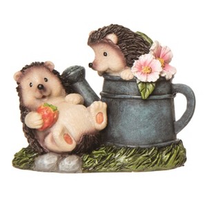 Transpac Resin 5.5" Multicolor Spring Hedgehog Wateringcan Figurine - 1 of 2