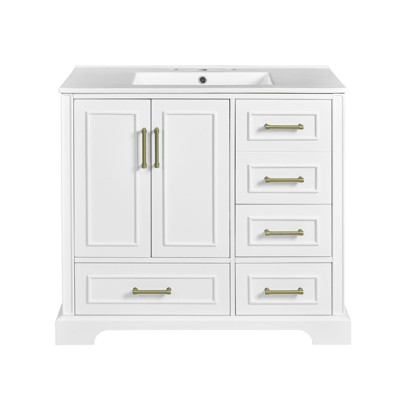 INFURNIC Vanity Tables, Elegant Compact Bathroom Vanity with Ample Storage for Small Spaces and Easy Maintenance, White, 18.3"*24"*34.3"