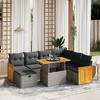 vidaXL 8 Piece Patio Sofa Set with Cushions Gray Poly Rattan - 2 of 4