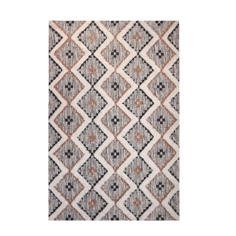 Hand-Tufted Printed Diamond Geometric Cotton-Wool Blend Indoor Area Rug by Blue Nile Mills, 1 of 10