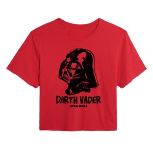 Women's - Star Wars - Sketch Darth Vader Cropped Graphic T-Shirt - 1 of 4