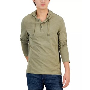 Michael Kors Mens Slub Long-Sleeve Henley Hoodie Sweatshirt - 1 of 1