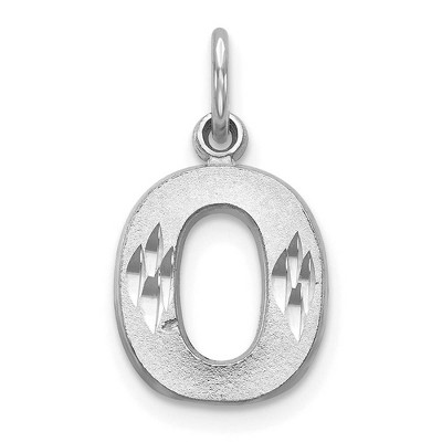 Black Bow Jewelry 14k White Gold, Julia Collection, Small Satin Block Initial O Pendant