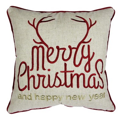 TopComfy Support Pillow Merry Christmas and Happy New Year Throw Pillow with Gold Accents for Holiday Decor, Gold, 17"*17"*10"
