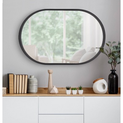 Travis Capsule 33" Modern Black Wood Framed Wall Mirror
