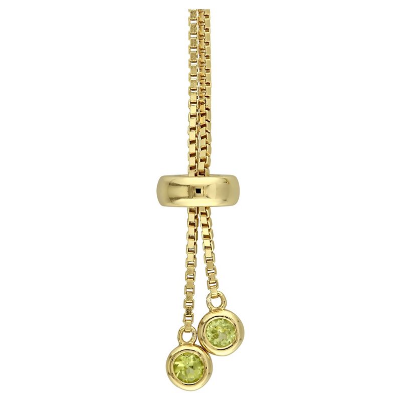 3 1/4 CT. T.W. Peridot Bolo Bracelet with Tassel in Yellow Plated Sterling Silver, 3 of 5