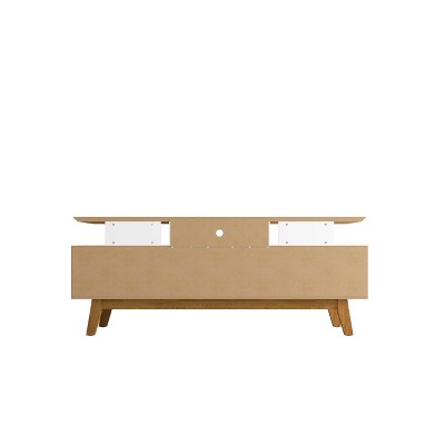 Mid-Century Modern White TV Stand with Open & Concealed Storage, 70.86"