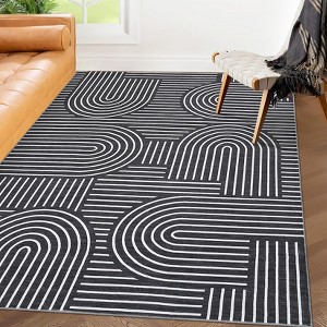 Washable Rug Area Rugs for Living Room, Abstract Rug for Bedroom, Soft Rainbow Non Slip Throw Rugs with Rubber Back - 1 of 4