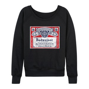 Women's - Budweiser - Budweiser Label Lightweight French Terry Wide Neck Long Sleeve Graphic Shirt - 1 of 4