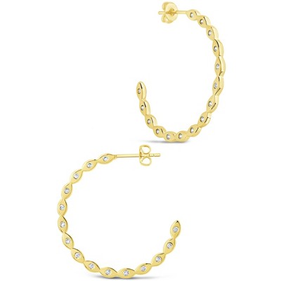 SHINE by Sterling Forever Ezell Hoop Earrings