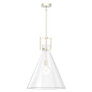 YANSUN 1-Light Nickel Pendant Light with Inverted Cone Shade and E26 Socket for Dining, Kitchen, or Entryway - 1 of 1