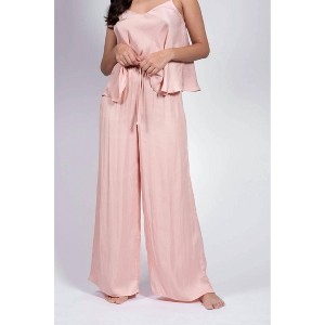 Women's Satin Wide-leg Pants - LATTELOVE S - 1 of 3