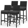 Wicker Woven Outdoor Bar Stools Set of 2/4, Rattan Patio Stools & Patio Bar Chairs Armless, Outdoor Bar Height Chair w/Soft Seat Cushion - 2 of 4