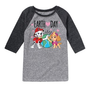 Boys' - Paw Patrol - Earth Day Heart Raglan Graphic T-Shirt - 1 of 4