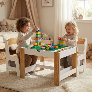Lego Compatible Lego Table And Chairs Set JVNOXK-Kids In1Play