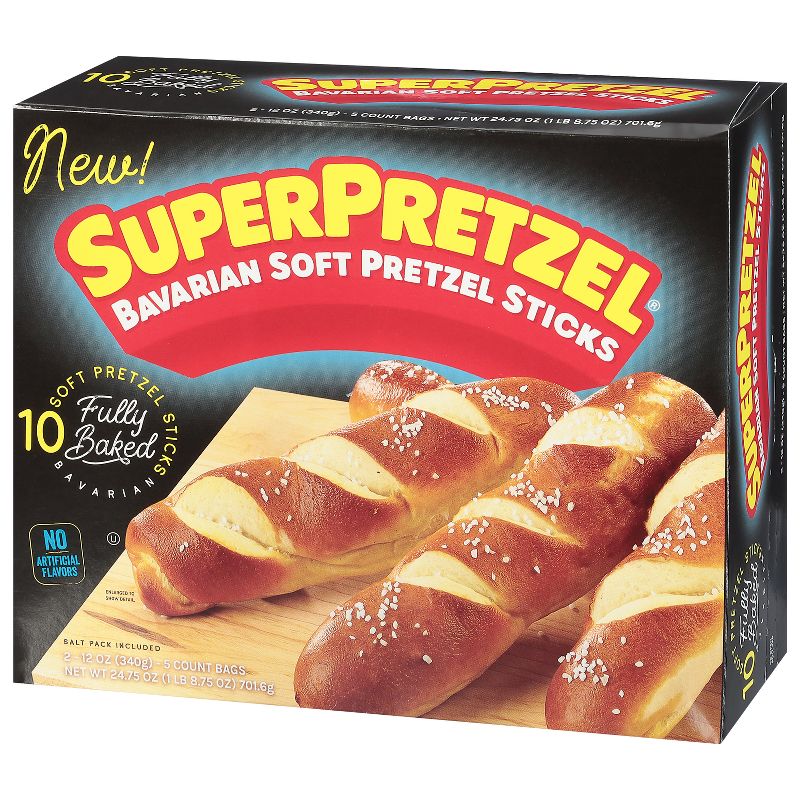 SuperPretzel Frozen Bavarian Soft Pretzel Sticks - 24.75oz/10ct, 3 of 5