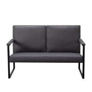 Vynxaria Blue/Dark Gray/ Yellow Accent Chair for One + Double, Metal Armrests & Foam Padding, Ideal for Living, Bedroom, Study Areas - 1 of 4