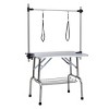 Folding Dog Grooming Table with Stainless Steel Frame,Adjustable Arm,Noose,Non Slip Surface and Storage Basket - LAOTIES - 3 of 4