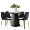 5 PCS Dining Table Set for 4 Modern Wood Round Table With 4 Upholstered Chairs for Dining Room,Farmhouse,Kitchen-Tanpinhause - 2 of 4