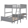 TIRAMISUBEST Twin Over Full/Full Over Full Size Bunk Bed with Bulit-in Desk and 2 Storage Drawers, Solid Wood Bunk Bedframe with Ladder and Guardrail - 3 of 4