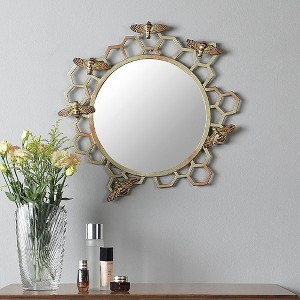SPI Home Honeycomb and Bee Wall Mirror – Nature-Inspired Gold Accent Décor, Metal Frame, 21.5" x 22" Wall Art - 1 of 3
