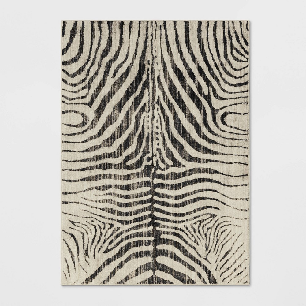 Photos - Area Rug 5'x7' Zebra Stripe Woven  Black - Opalhouse™