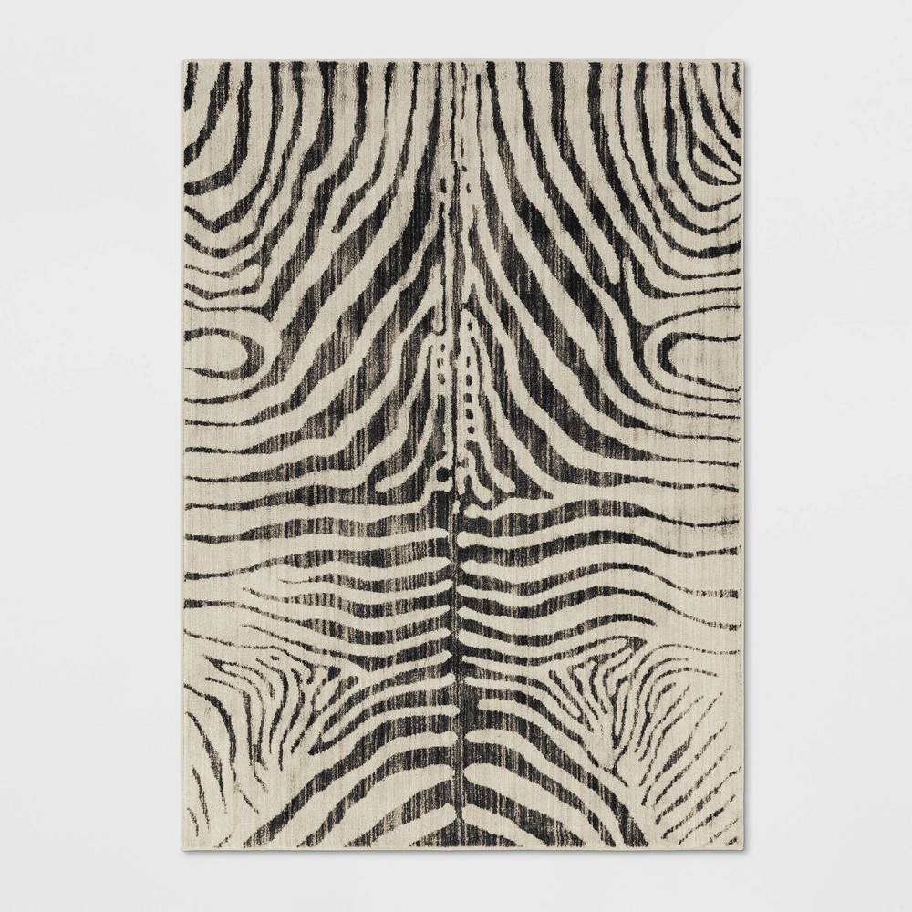 5'x7' Zebra Stripe Woven Area Rug Black - Opalhouse™