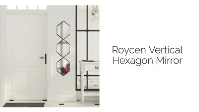 Roycen 10" x 42" Black Metal Geometric Accent Mirror
