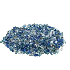 VEVOR Fire Glass, 10 LBS / 4.5 KG Fireplace Rocks, 1/2-Inch / 12.7 mm Reflective Firepit Glass Rock, High Luster ,Cobalt Blue + Aqua Blue + Clear - 1 of 4