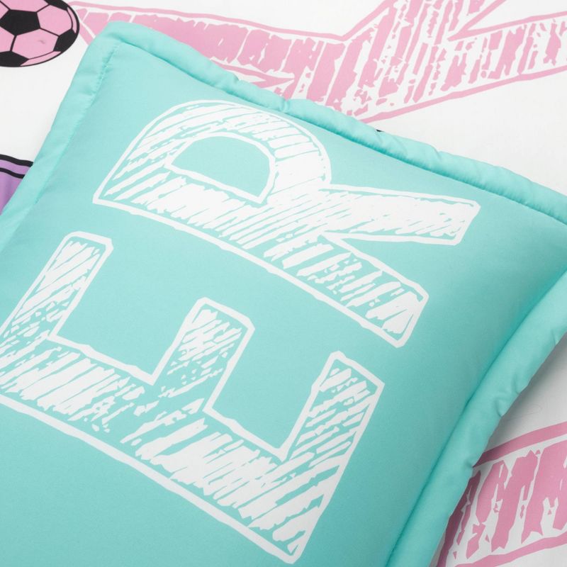 Kids' Girls Soccer Kick Reversible Oversized Comforter Bedding Set - Lush Décor, 6 of 10