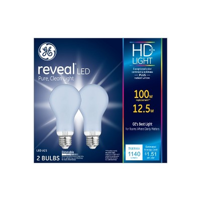 GE 2pk Reveal LED 100W A21