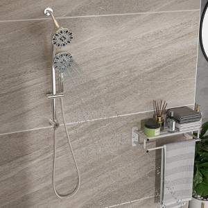 PAGED Multi Function Dual Shower Head Modern Shower System with 8-Function Hand Shower for Bathroom, Restroom - 1 of 4
