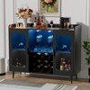 Aheaplus Sideboard Buffet with Charge Station and LED Light, Farmhouse Bar Cabinet with Wine Holder - 3 of 4