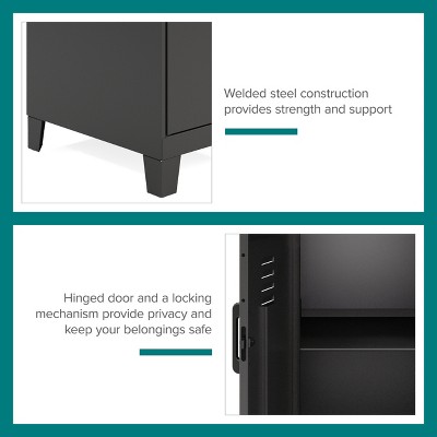Black Metal 30.5" High Storage Locker Cabinet