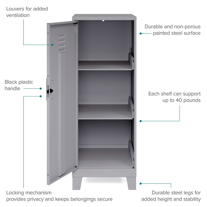 Space Solutions 42.5" High 3 Shelf Storage Locker Cabinet, 4 of 11