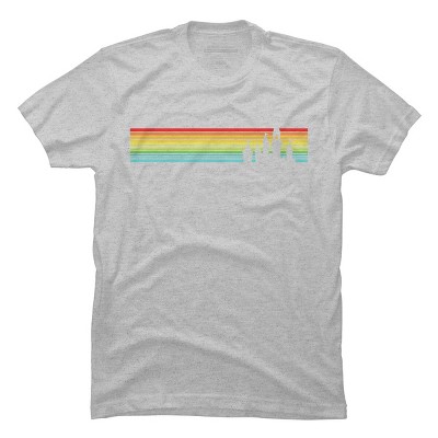 Men's Design By Humans Castle Silhouette Amongst a Rainbow Stripe By T-Shirt