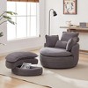 Corduroy Fabric Modern Swivel Chair with Storage Ottoman, Backrest Pillow and High-Density Foam Cushions - 2 of 4