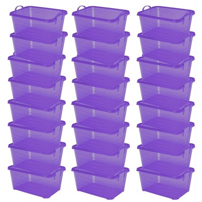 Life Story Purple Stackable Closet Storage Box Container, 55 Quart (24 Pack)