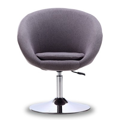 Grey Faux Leather Swivel Chair with Polished Chrome Base